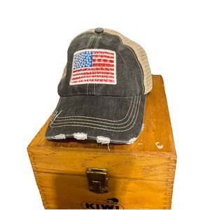American‎ Flag Patriotic Hat Trucker SnapBack Cap One Size Black Distressed
